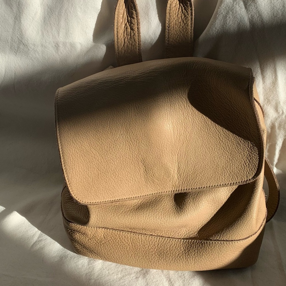 Small Room Backpack by Clyde in tan leather